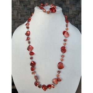 Vintage Stone & Shell Necklace Set